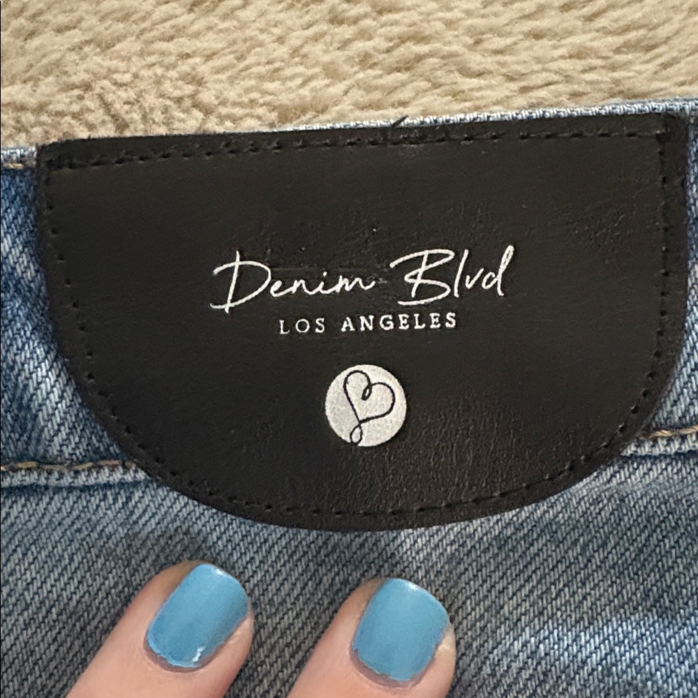 Denim Blvd Los Angeles Distressed Denim Midi Skirt, Medium - Picture 4 of 6